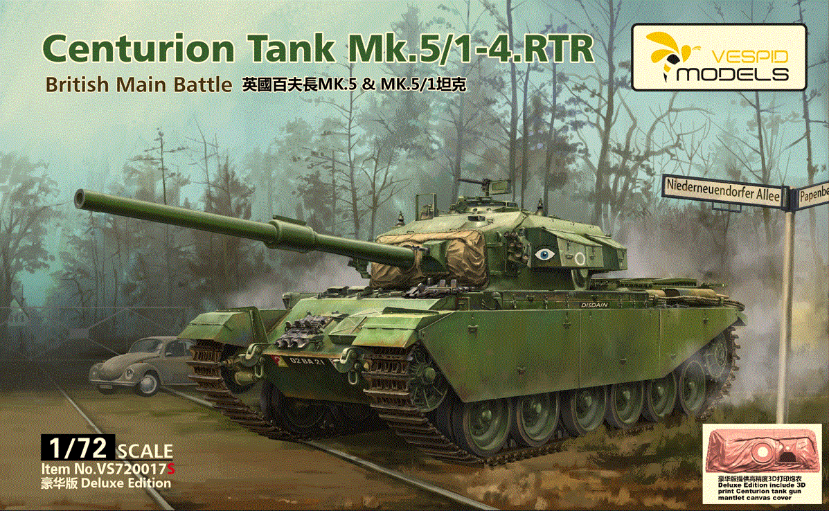 Vespid Models 1/72 Centurion Tank MK.5/1-4.RTR, Deluxe Edition Scale Model Vespid Models