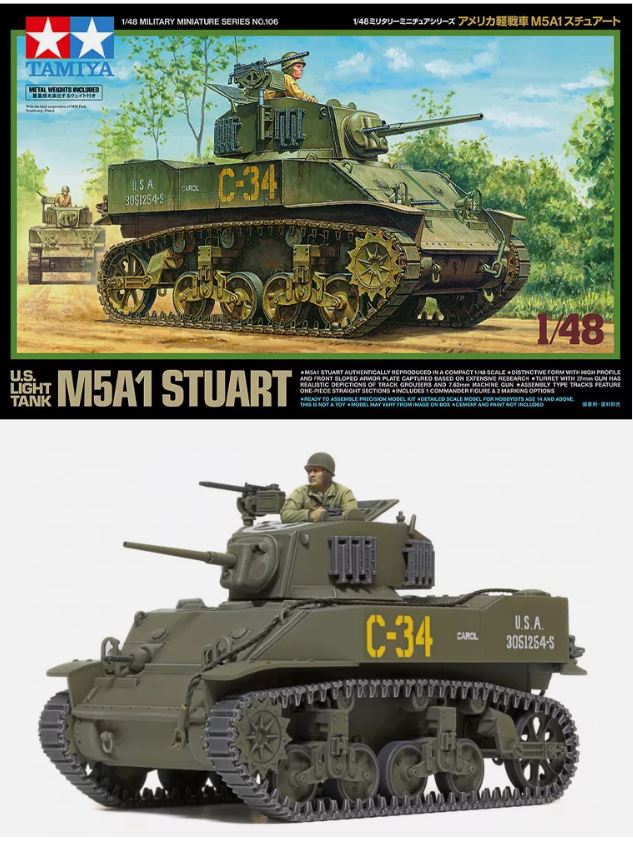 Tamiya 1/48 US M5A1 Stuart Brick Model Kit Tamiya