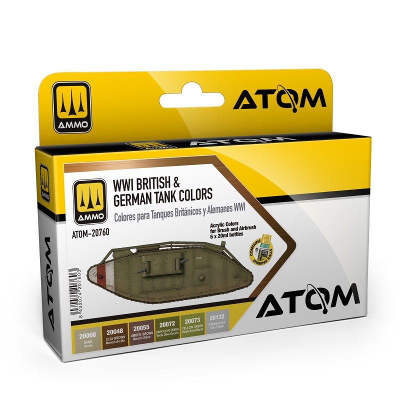 Atom, WW1 British German Tank Colours. Model Paint Ammo by mig.
