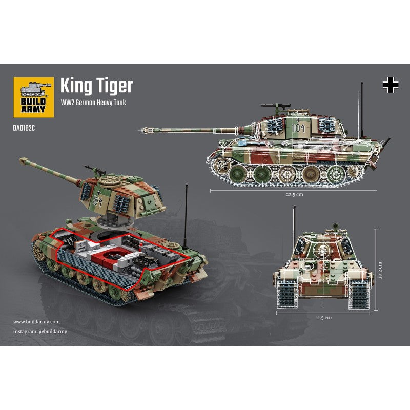 Build Army 1:33 King Tiger Camo (CHECK) Brick Model Kit Build Army