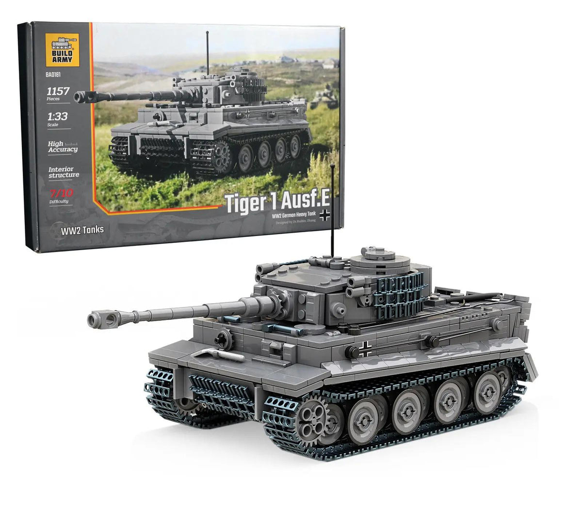 Build Army 1:33 Tiger 1 Ausf.E (CHECK) Brick Model Kit Build Army
