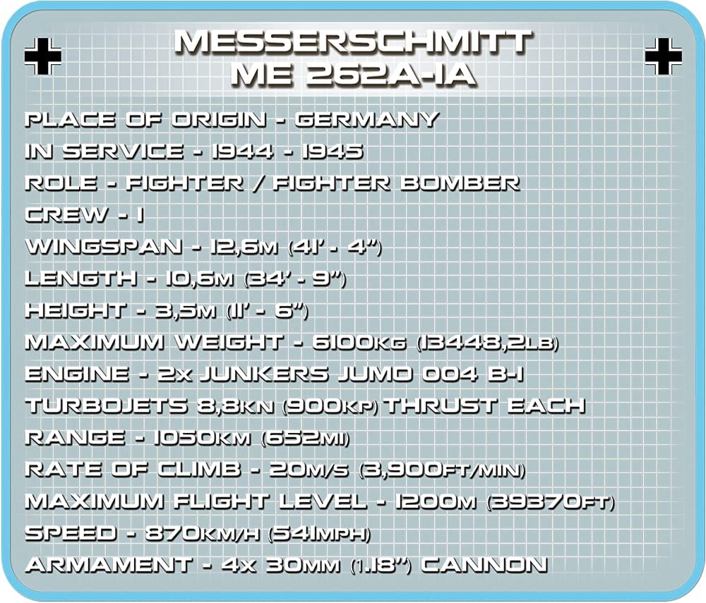 Cobi Messerschmitt Me262 A-1a Brick Model Kit Cobi