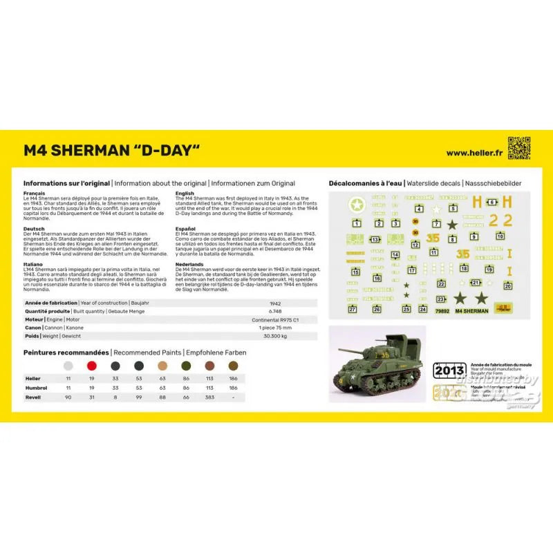 Heller 1/72 M4 Sherman D-Day Scale Model Heller