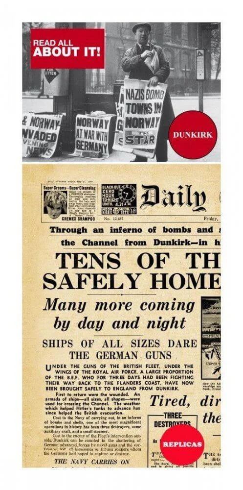 Dunkirk Replica Newspaper Collectables The Memorabilia Pack Company