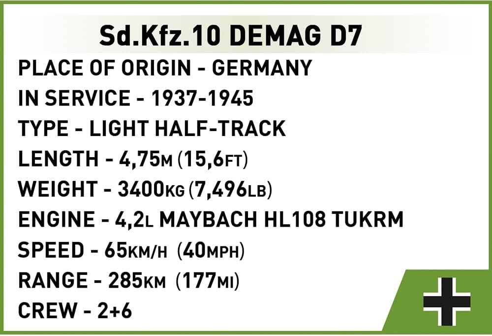 Cobi Sd.Kfz. 10 Demag D7 Brick Model Kit Cobi