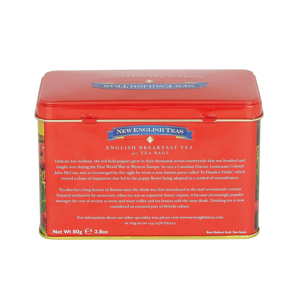 Poppy Tea Bag Tin with 40 English Afternoon Tea Bags Drink New English Teas