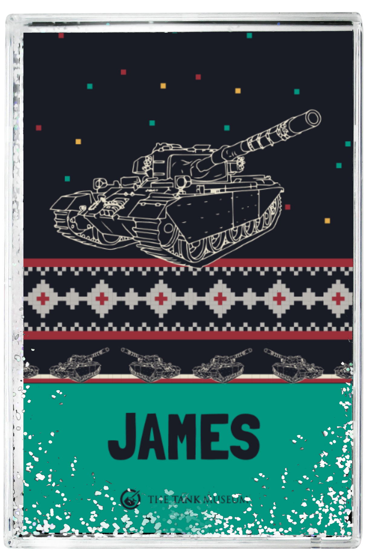 Christmas Leopard Snow Personalised Glitter Block