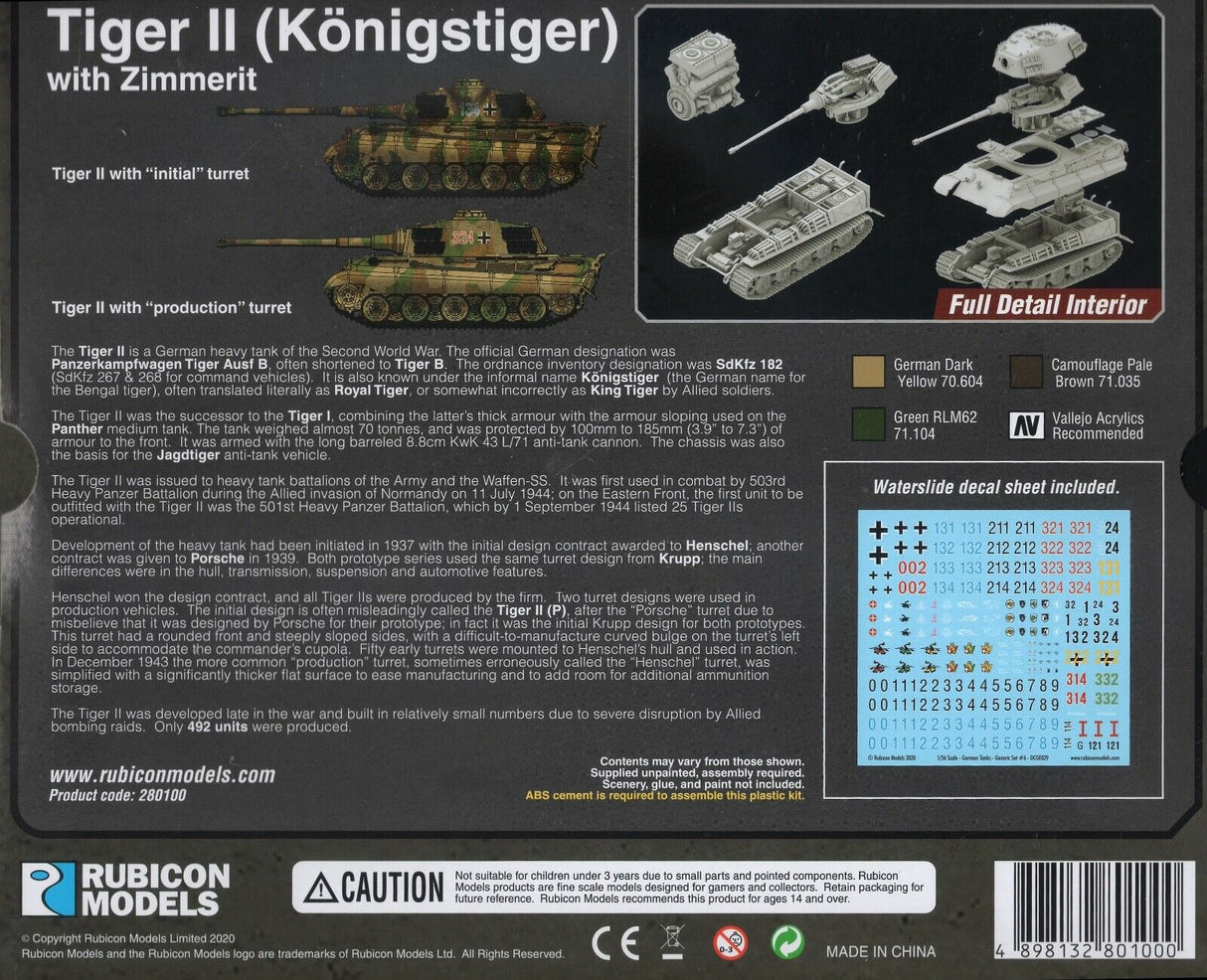 Rubicon Models 1/56 Tiger 2 Scale Model Rubicon models.