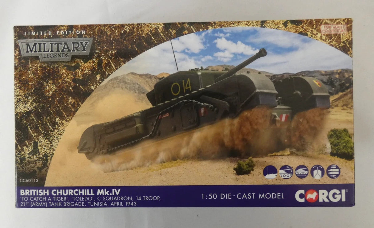 Corgi 1/50 Scale Die-Cast Churchill Mk.IV "To Catch A Tiger" (Toledo) Pre-Built Model Corgi