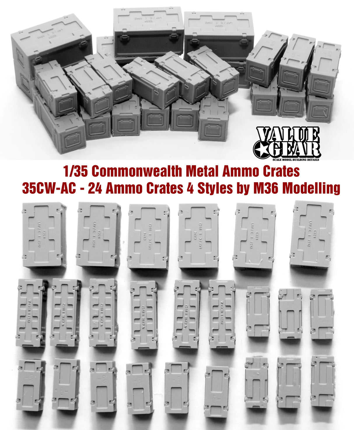Valuegear 1/35 WW2 Commonwealth Ammo containers. Scale Model Value Gear.