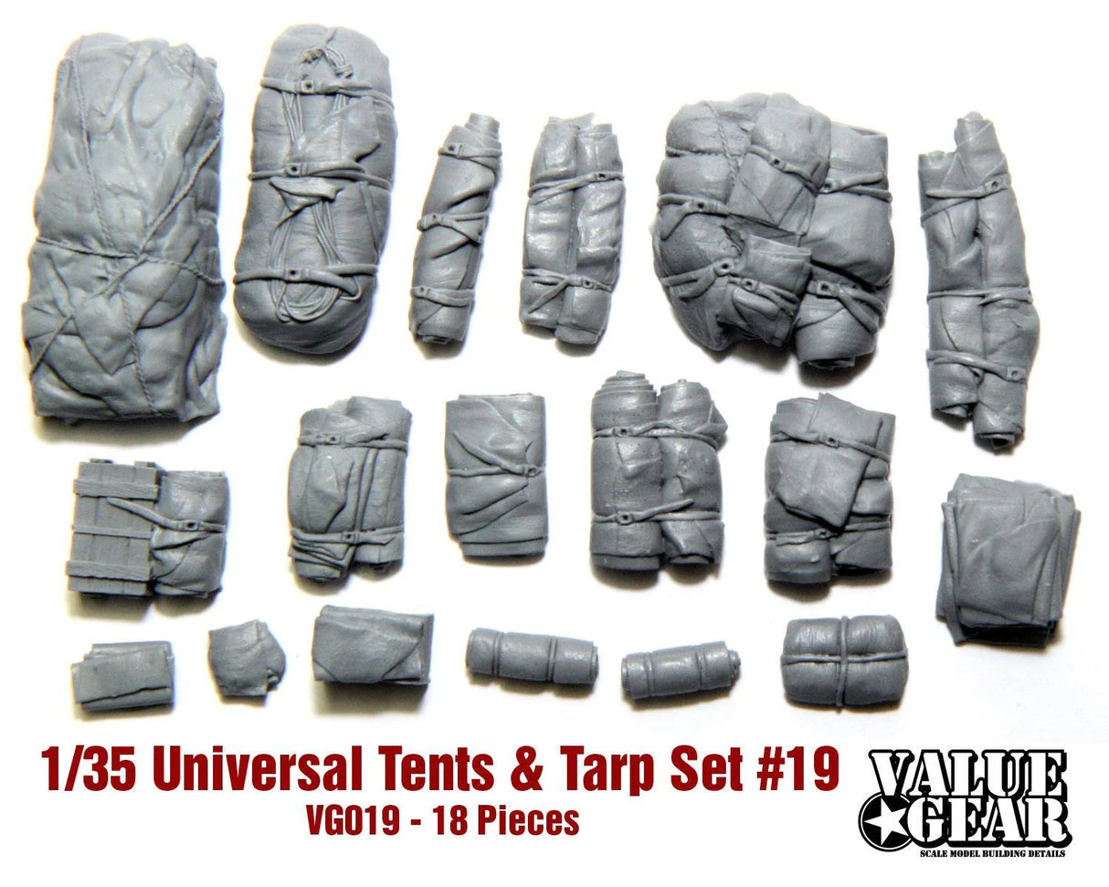 Valuegear 1/35 Tents & Tarps #19 (16 Pieces) Tank Stowage Scale Model Value Gear.