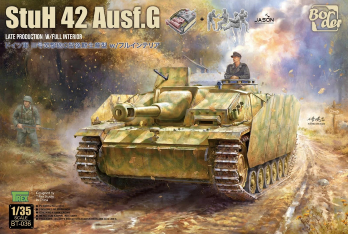 Border Model 1/35 StuH 42 Ausf.G Late With Interior, (Premiere Gift). Includes Paint Set Scale Model Border model
