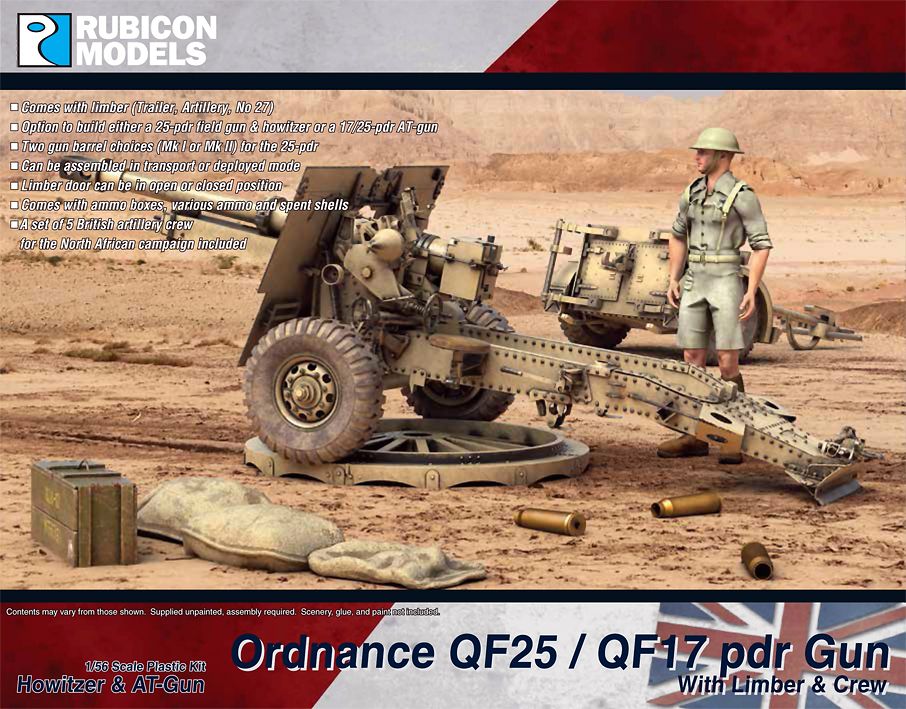 Rubicon 1/56 Ordnance QF25 / QF17 pdr Gun Scale Model Rubicon models.