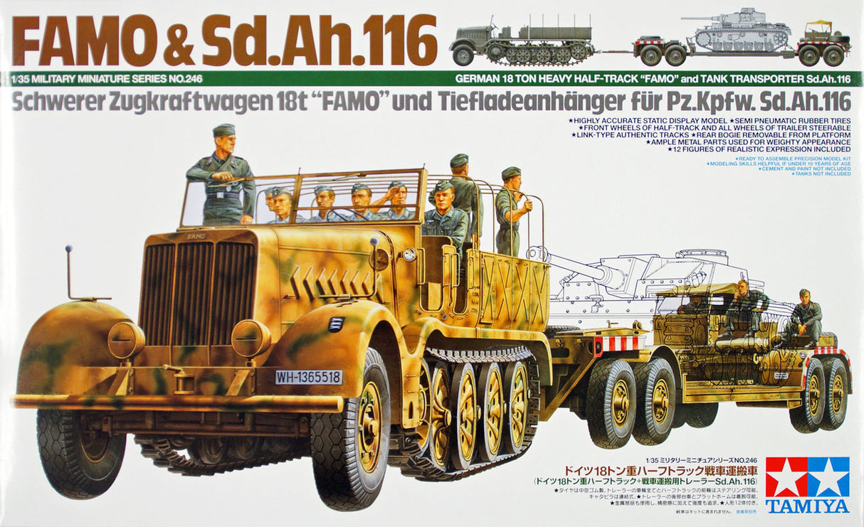 Tamiya 1/35 FAMO and SD.Ah.116 Tank Transport Trailer Scale Model Tamiya