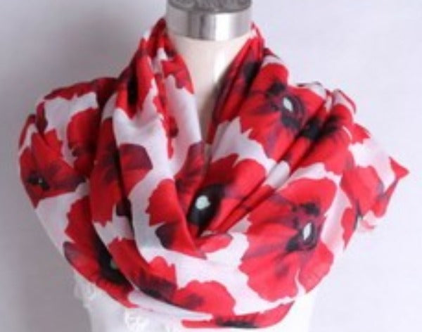 White Large Poppy Scarf Scarf Alexander Thurlow