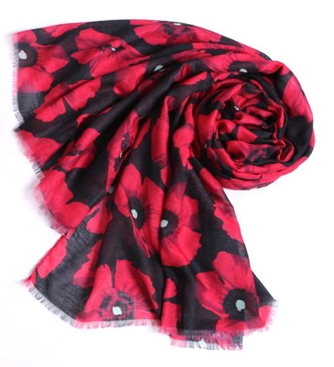 Black/Red Poppy Scarf Scarf Alexander Thurlow