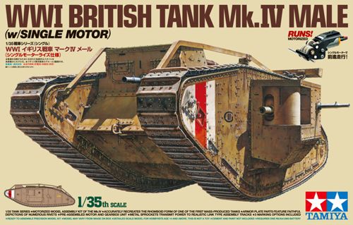 Tamiya 1/35 WWI British Tank Mk.IV Male (with Single Motor) Scale Model Tamiya
