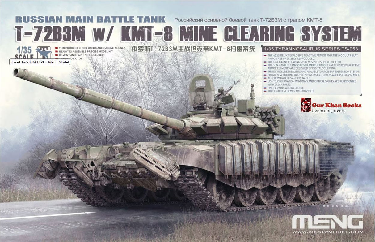 Meng T-72B3M w KMT-8 Mine Clearing System. Scale Model Meng