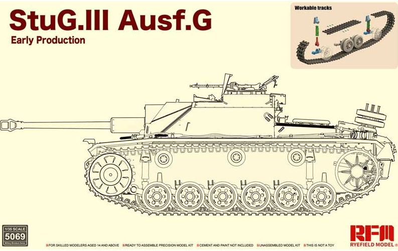 Ryefield Model 1/35 Stug 3 Ausf G Early Production with workable track links. Scale Model Ryefield