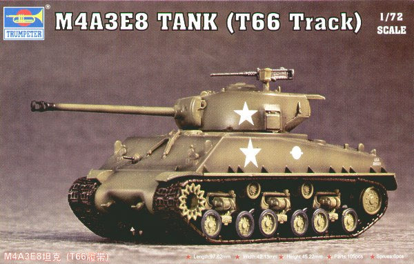 Trumpeter 1/72 M4A3E8 Tank (T66 Track) Scale Model Trumpeter