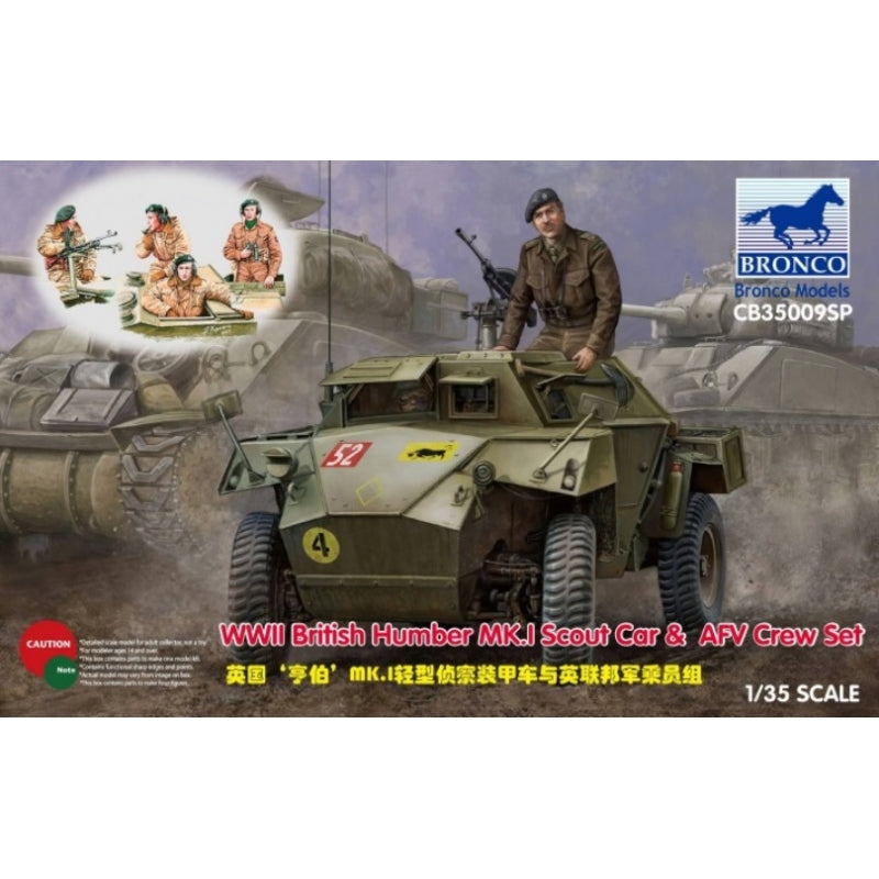Bronco 1/35 WWII British Humber MK.I Scout Car & AFV Crew Set Scale Model Bronco