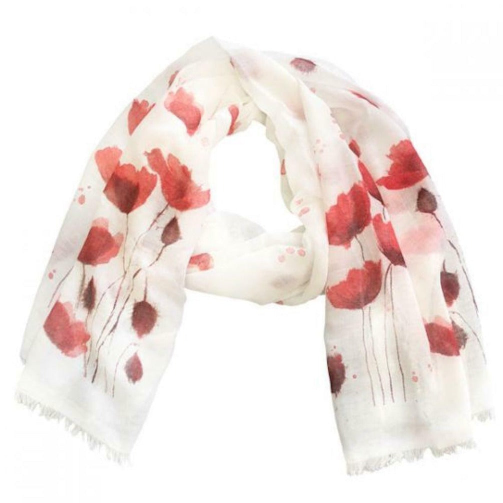 White Summer Poppy Scarf Scarf Alexander Thurlow