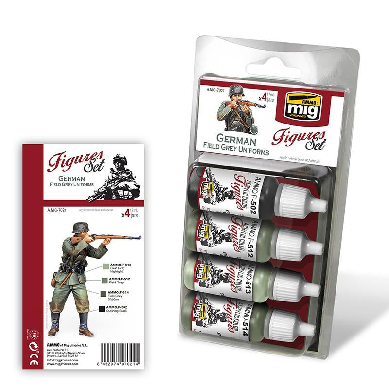 Ammo by MIG German Field Grey Uniforms Paint set Model Paint Ammo by mig.