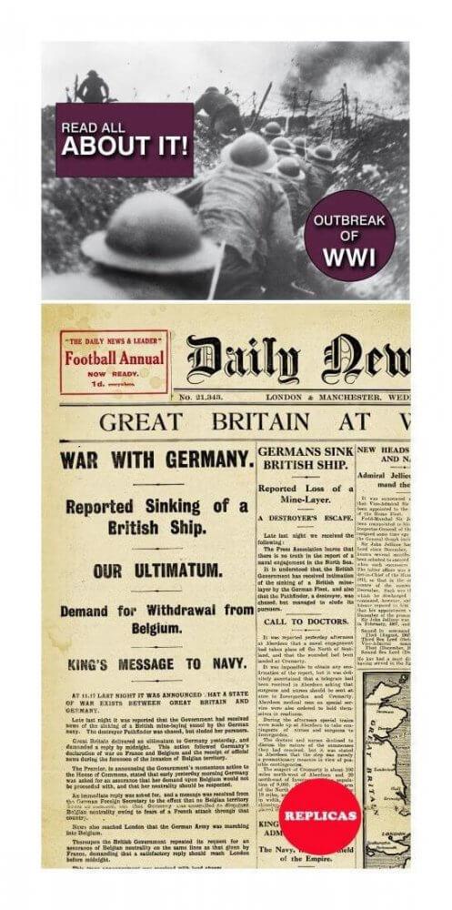 Replica Newspaper - World War 1 Collectables The Memorabilia Pack Co