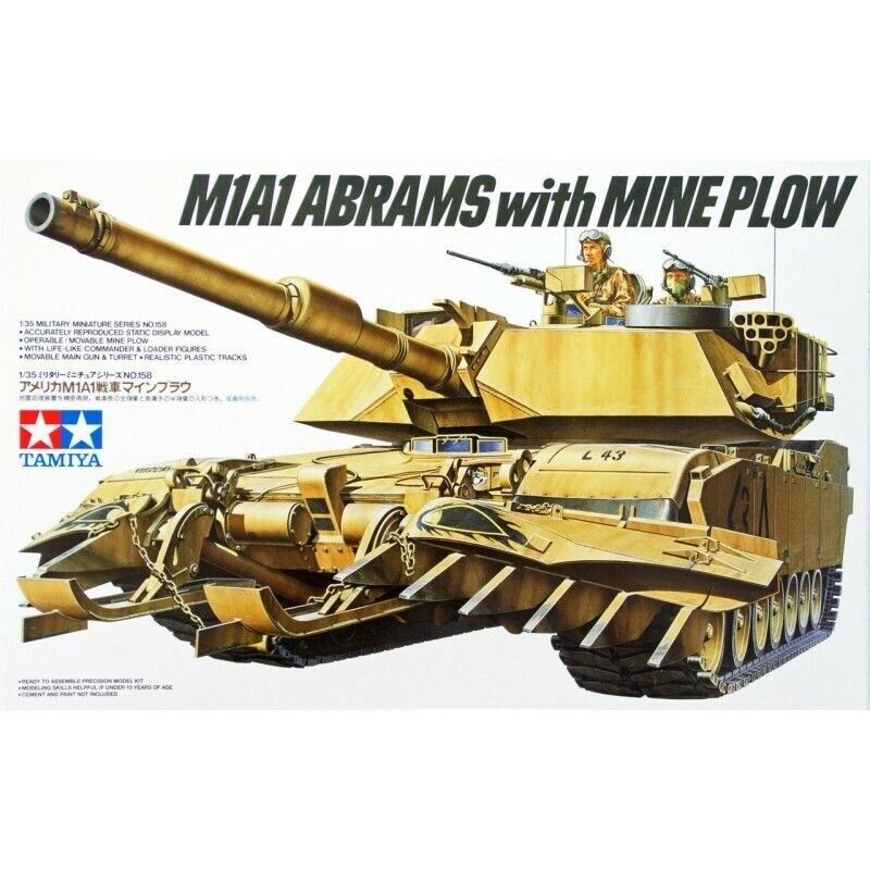 Tamiya 1/35 M1A1 Abrams with Mine Plow Scale Model Tamiya