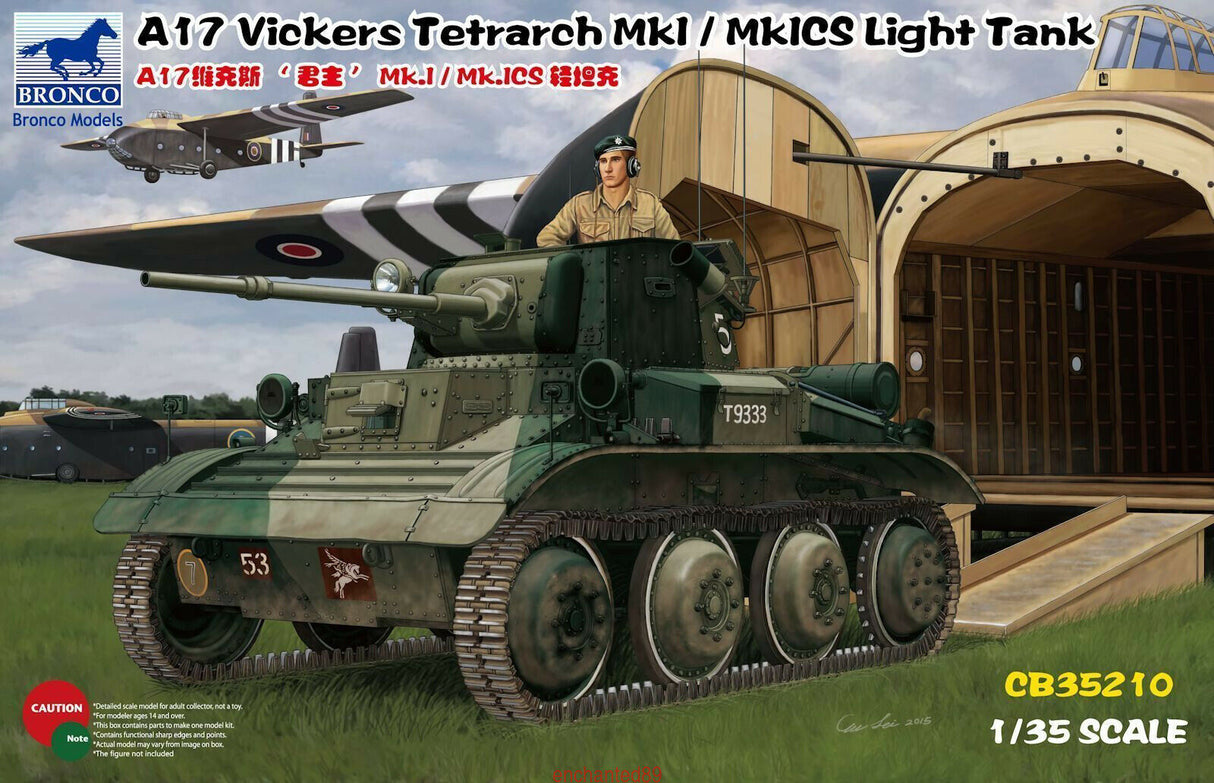 Bronco 1/35 A17 Vickers Tetrarch M1 / Mk1CS Light Tank Scale Model Bronco
