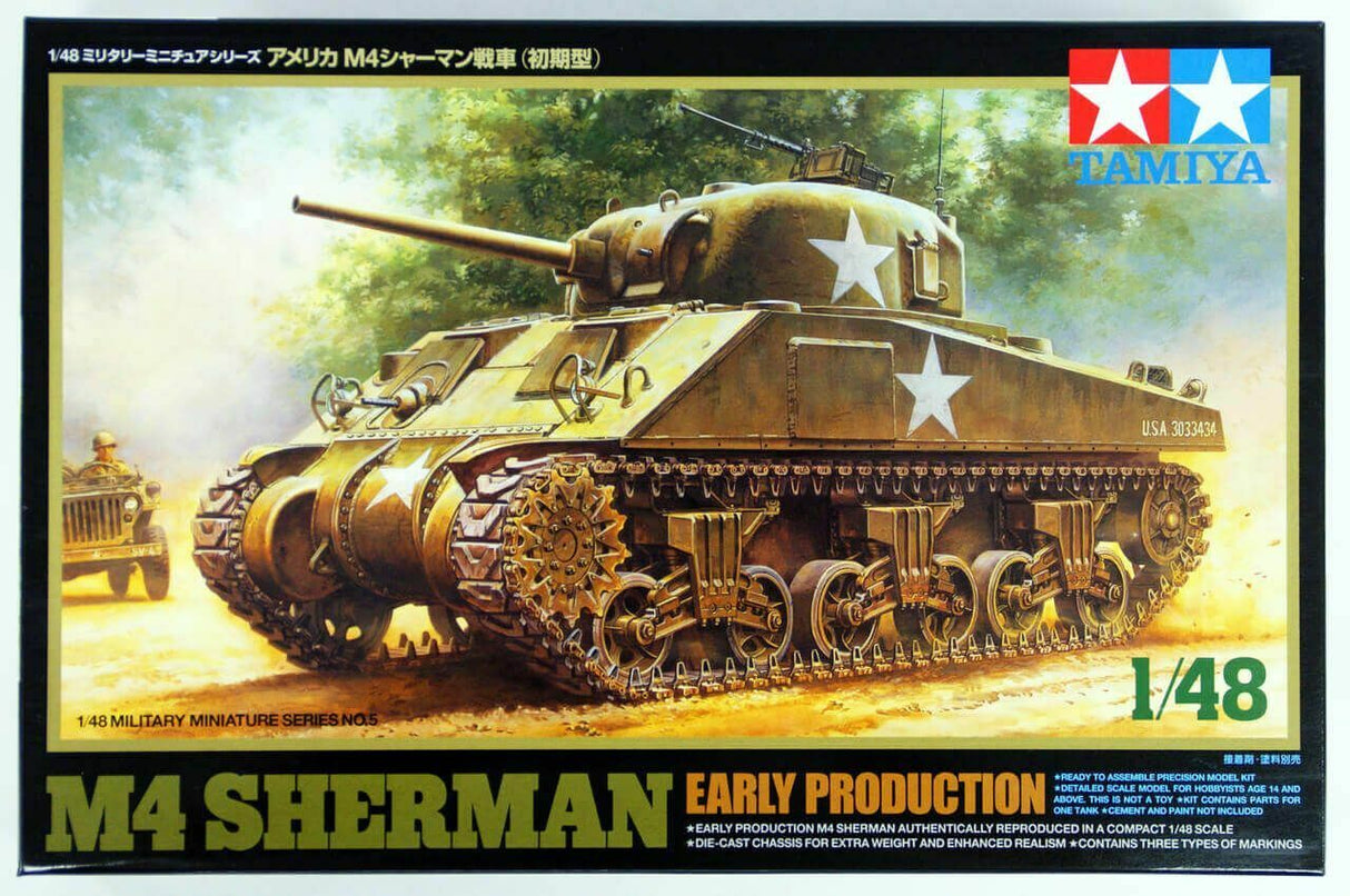 Tamiya 1/48 M4 Sherman, Early Production Scale Model Tamiya