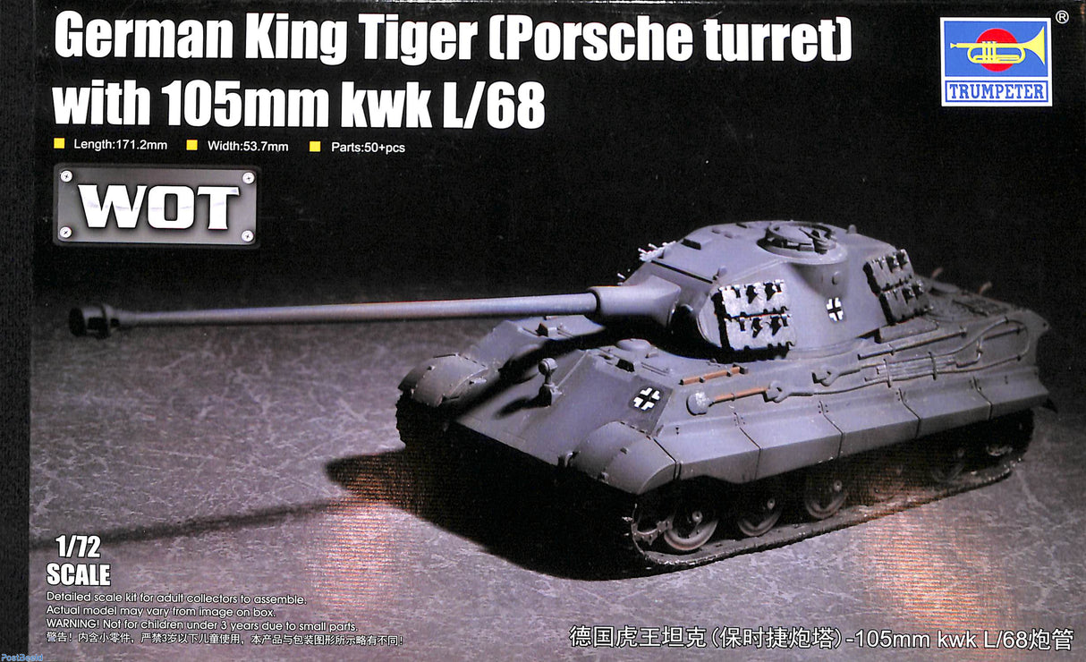 Trumpeter 1/72 King Tiger with 105mm KWK L/68 WOT Scale Model Trumpeter