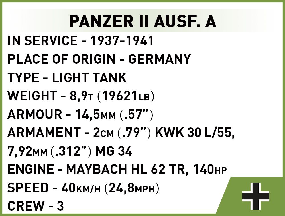 Cobi 1/48 Scale Panzer II Ausf. A Brick Model Kit Cobi
