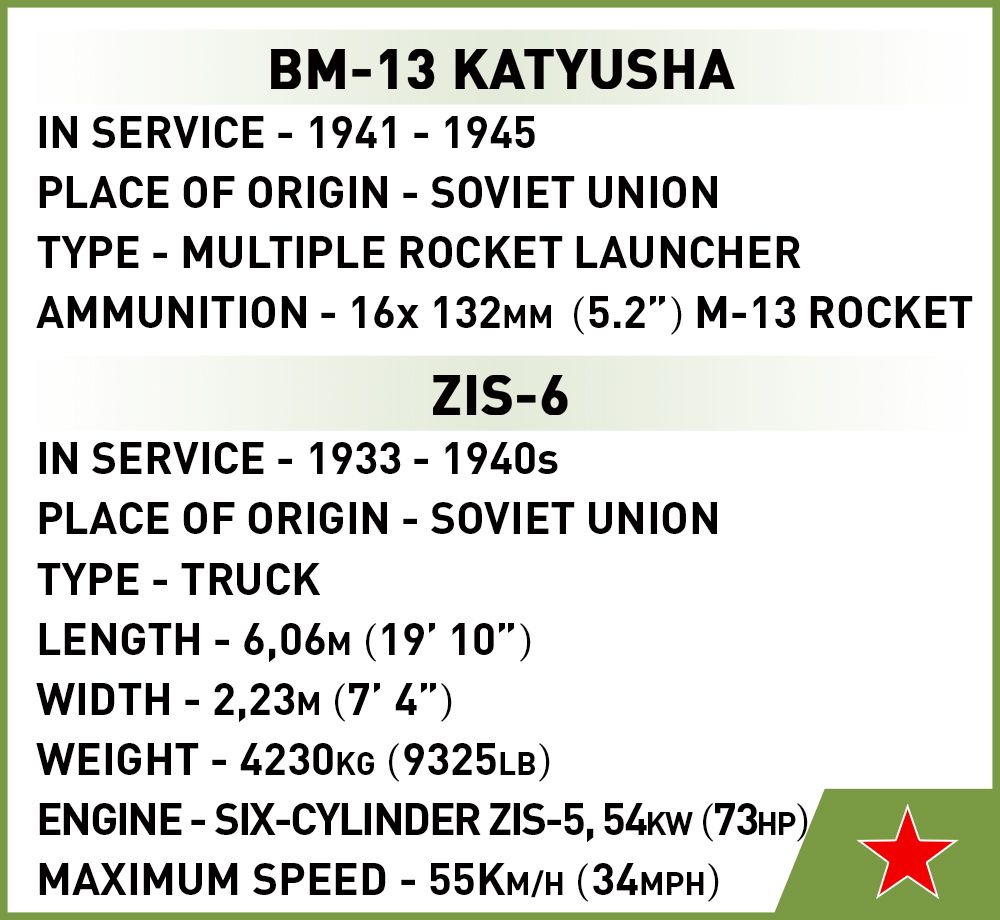 Cobi 1/35 Scale: BM-13 Katyusha (Zis-6) Brick Model Kit Cobi
