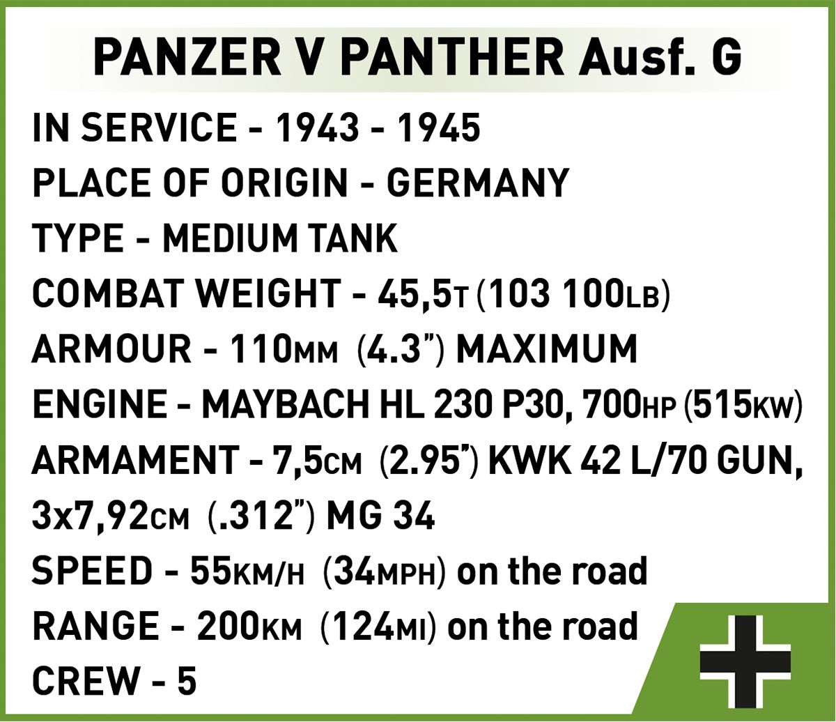 Cobi 1:28 Scale Panzer V Panther Ausf. G Pudel Brick Model Kit Cobi