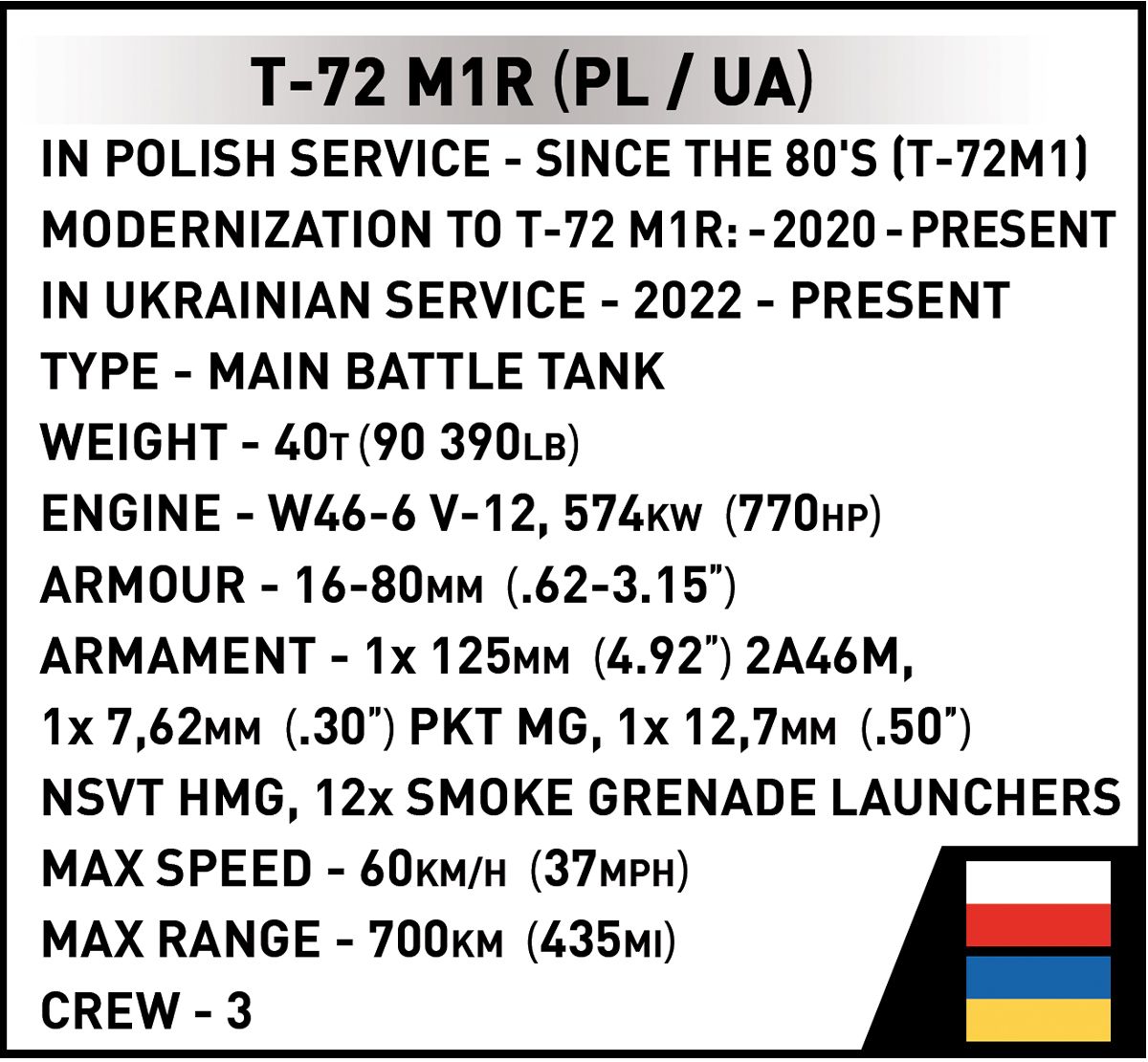 Cobi 1/35: T-72 M1R (PL/UA) Brick Model Kit Cobi