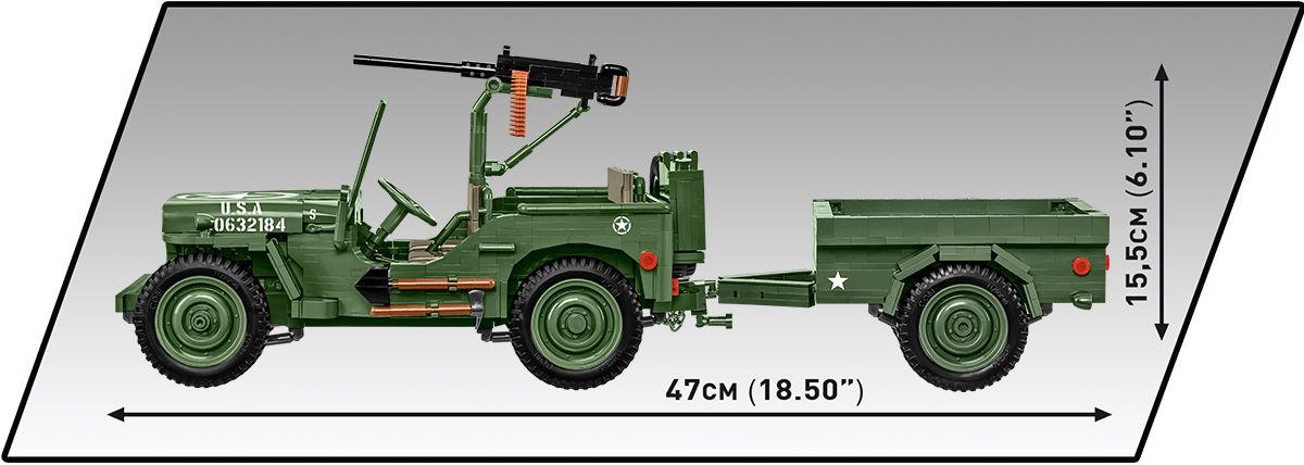 Cobi 1/12 Scale Willys MB & Trailer - Executive Edition Brick Model Kit Cobi