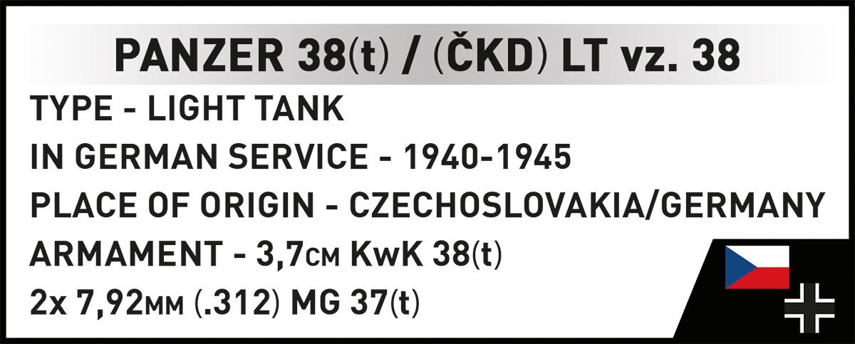 Cobi 1/28 Panzer 38T (CKD) LT VZ.38 Brick Model Kit Cobi