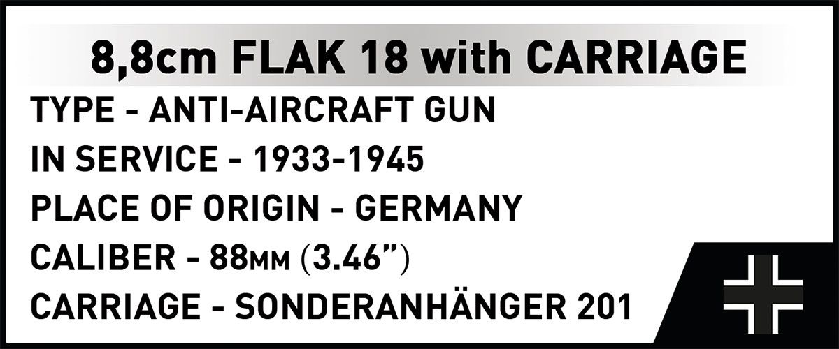 Cobi 1/35 8.8cm Flak 18 with Carrige Brick Model Kit Cobi