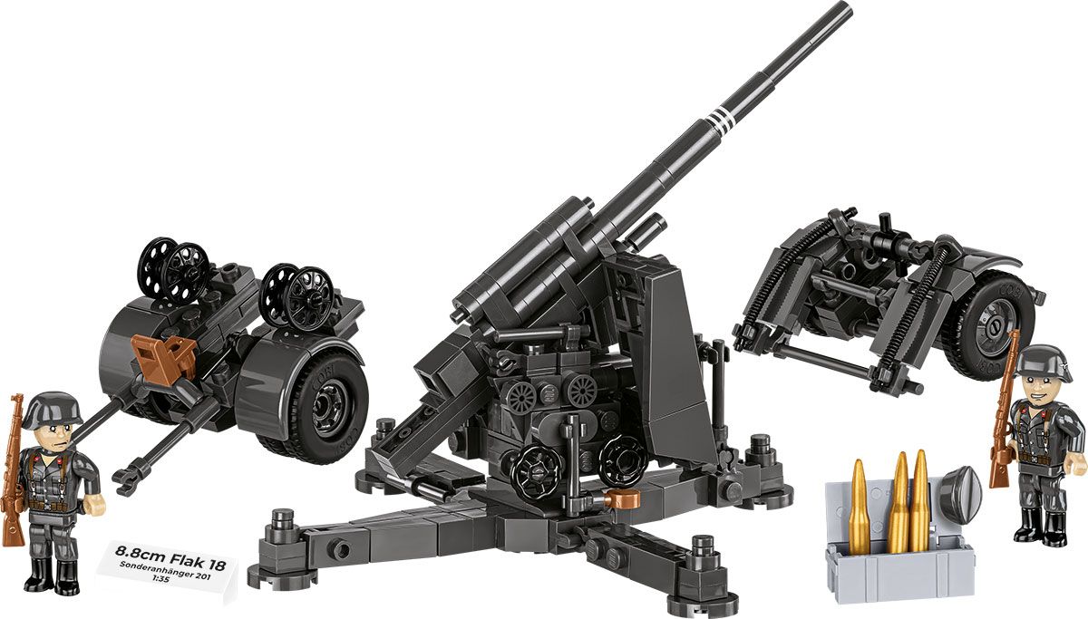 Cobi 1/35 8.8cm Flak 18 with Carrige Brick Model Kit Cobi