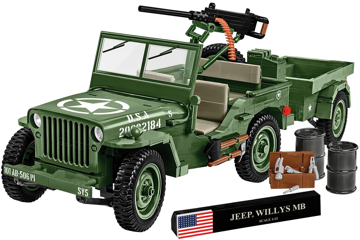 Cobi 1/12 Scale Willys MB & Trailer - Executive Edition Brick Model Kit Cobi