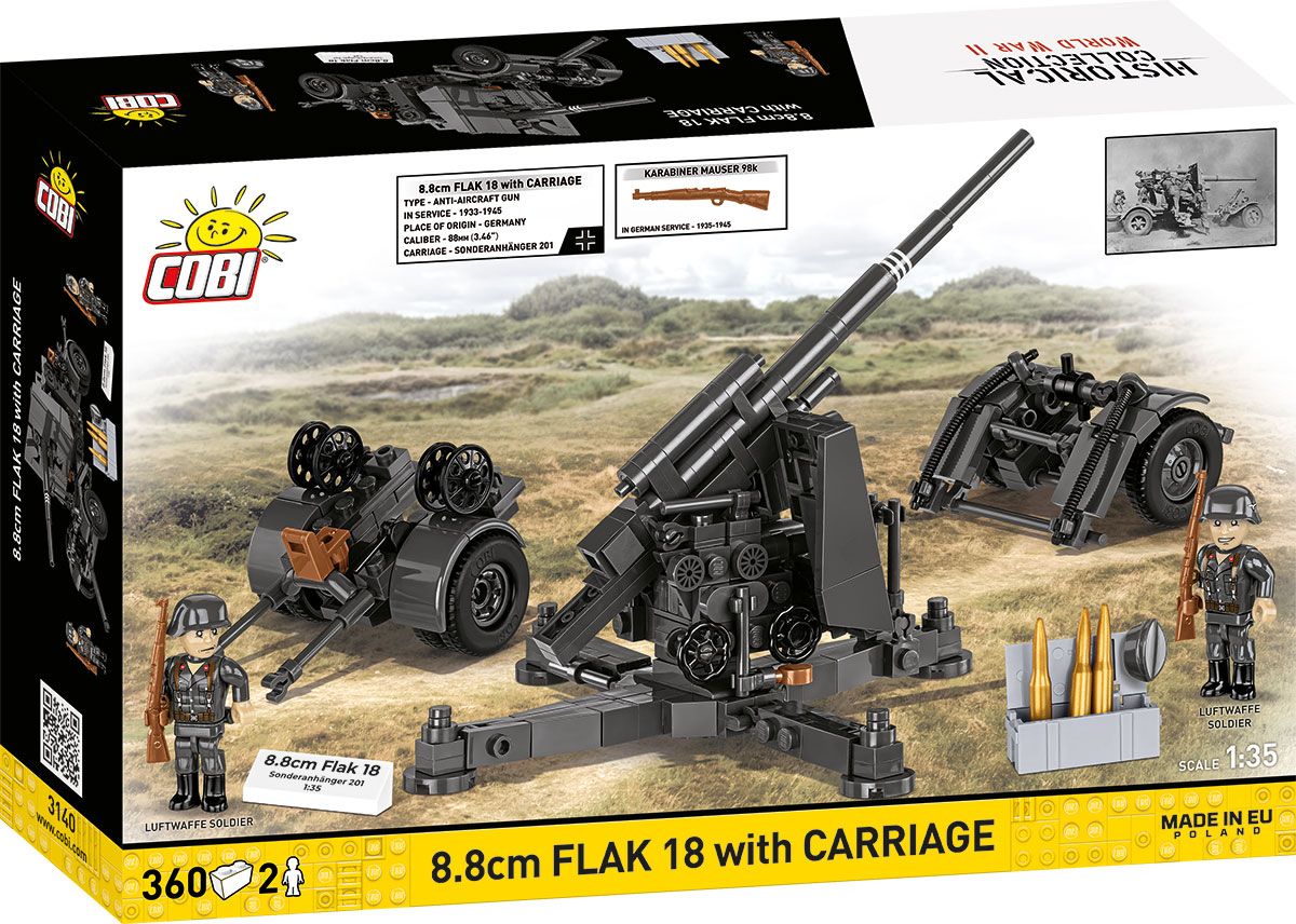 Cobi 1/35 8.8cm Flak 18 with Carrige Brick Model Kit Cobi