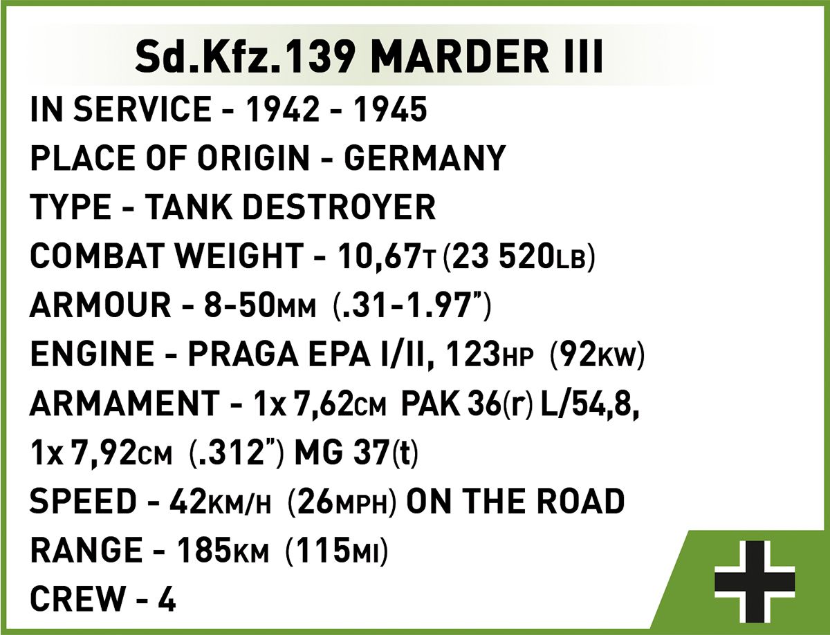 Cobi 1/35 Scale Sd.Kfz.139 Marder III Brick Model Kit Cobi