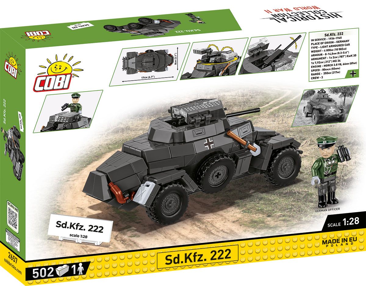 Cobi 1:28 Scale SD.Kfz. 222 Brick Model Kit Cobi