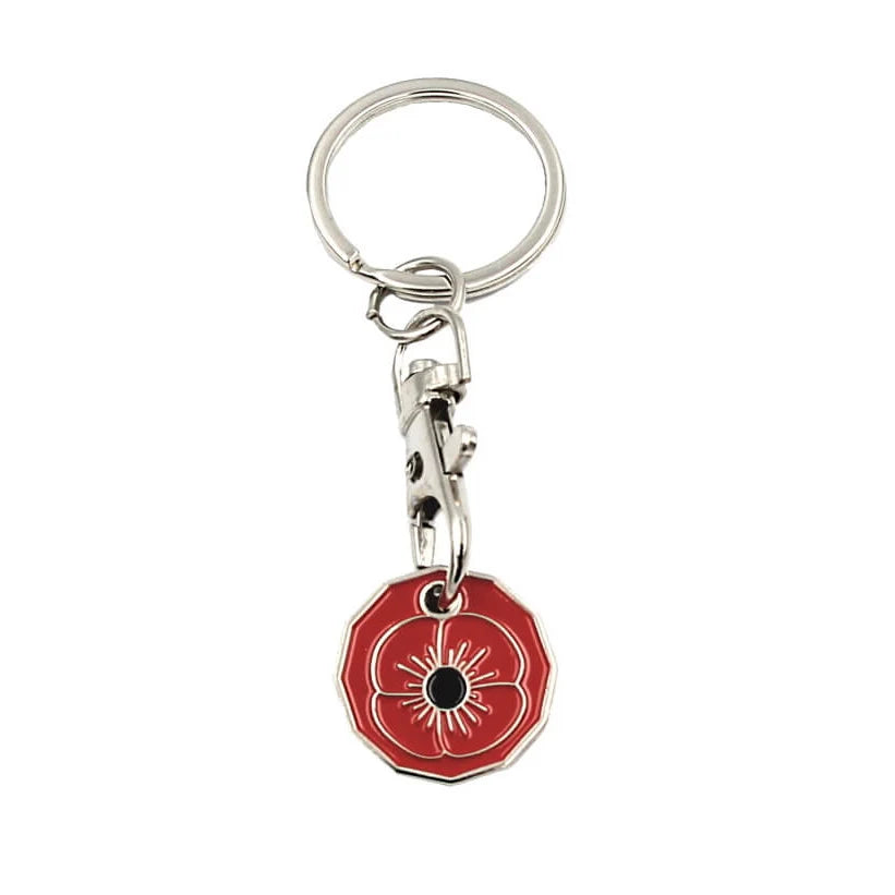 Remembrance Trolley Coin Poppy Keyring Portfolio Group