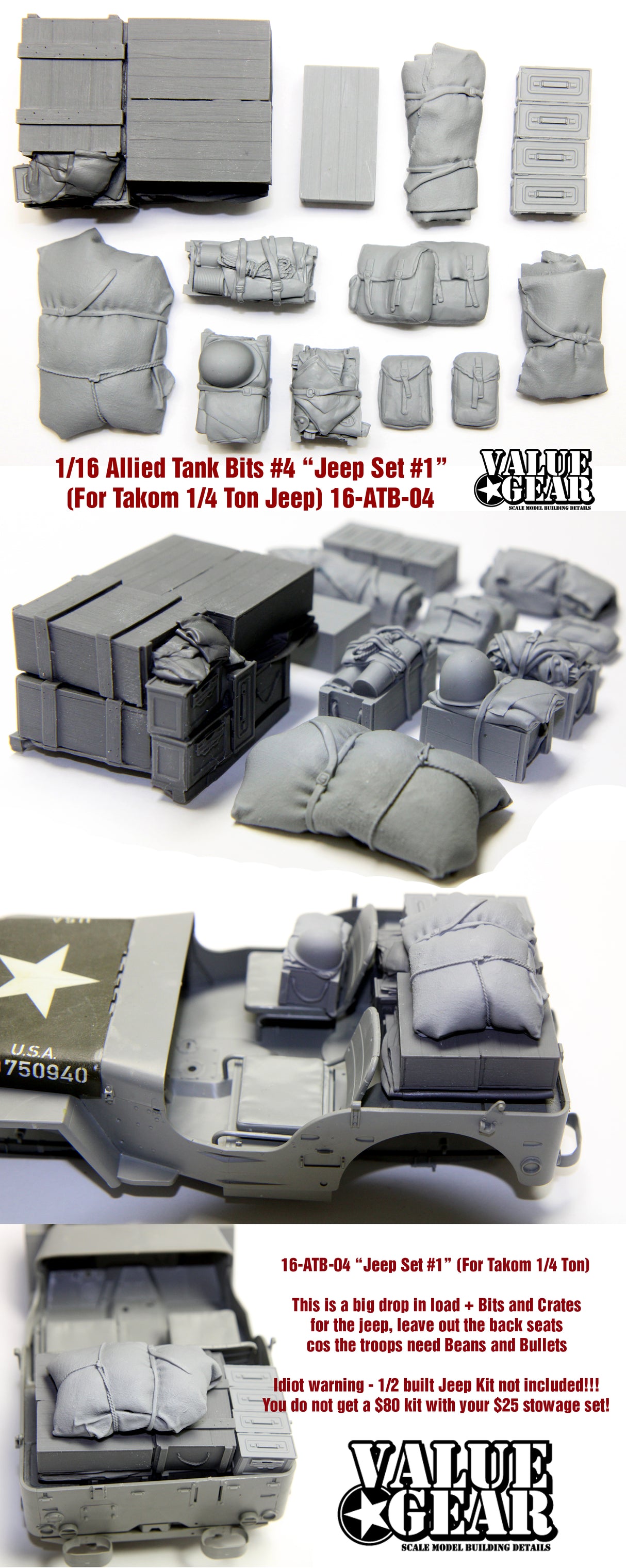 Value Gear 1/16 WWII 4x4 Utlity "Jeep" Set 1 Scale Model [variant_option4]