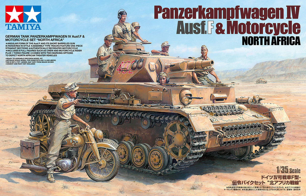 Tamiya 1/35 Panzerkampfwagen IV.F and Motorcycle North Africa