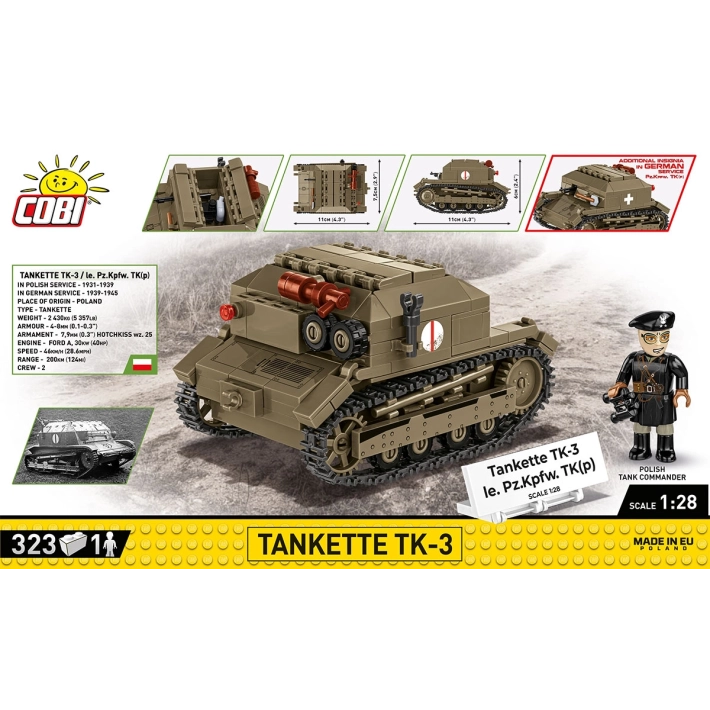 Cobi 1:28 Scale: Tankette TK-3 Brick Model Kit [variant_option4]