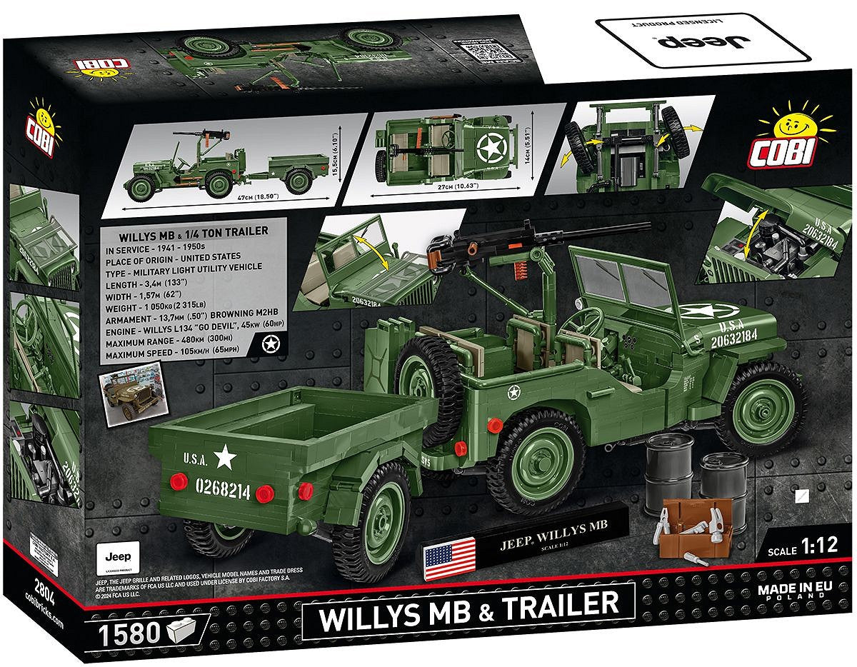 Cobi 1/12 Scale Willys MB & Trailer - Executive Edition