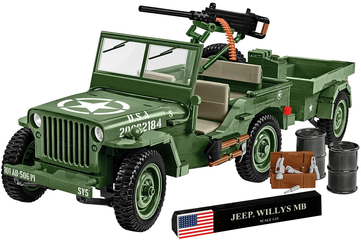 Cobi 1/12 Scale Willys MB & Trailer - Executive Edition Brick Model Kit [variant_option4]